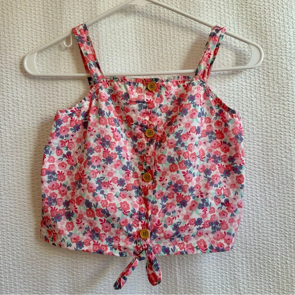 MAX STUDIO Girls Floral 3 Piece Skirt Tank Top Sun Hat Matching Set Size 7/8